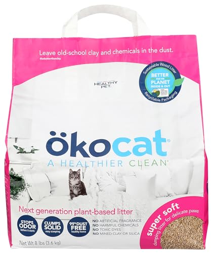 10 Best Wood Pellet Cat Litters for Eco-Friendly Pet Owners 2 OKOCAT Super Soft Clumping Wood Cat Litter 128 OZ