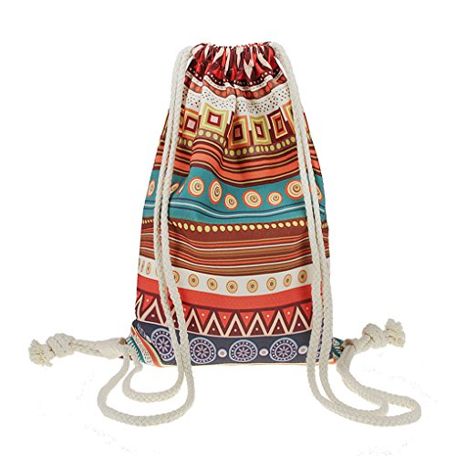 Preisvergleich Produktbild FakeFace Damen Canvas Aufdruck Tasche Tüte Rucksack Turnbeutel Sportbeutel Gymnastikbeutel Schulbeutel Freizeit Casual Shopping Shopper - Streifen