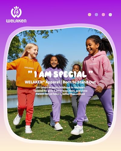 Image of WELAKEN Girls and Toddlers' Pullover Printed Hoodie Sweatshirt with Kangaroo Pocket