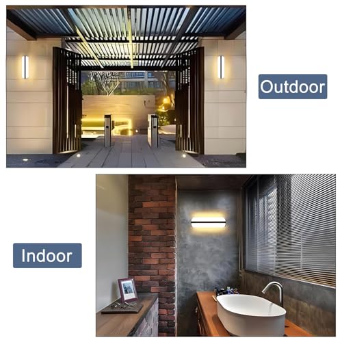 Image of Kawell 24W 2880LM LED Wall Sconce, IP65 Waterproof Up Down Outdoor Wall Light, Modern Hardwired Porch Light Fixture for Patio Living Room Hallway Stair, 3000K