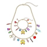 Teacher's Crystal Pendant Necklace & Bracelet Set - Gold Chain, Back to School Gifts