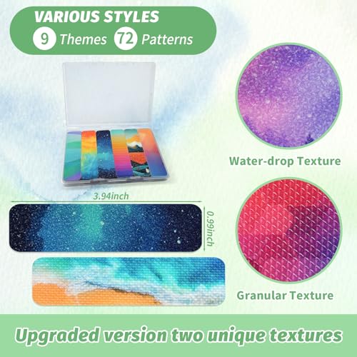 72 Pieces Anxiety Sensory Stickers with Storage Box - Calming Stickers for ADHD - 2 Textured Surface Adhesives - Sensory Strips for Office & Classroom Desk Relieve Adult & Teen Stress