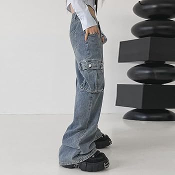 Women's Multi Pocket High Waist Fairy Grunge Jeans Alternative