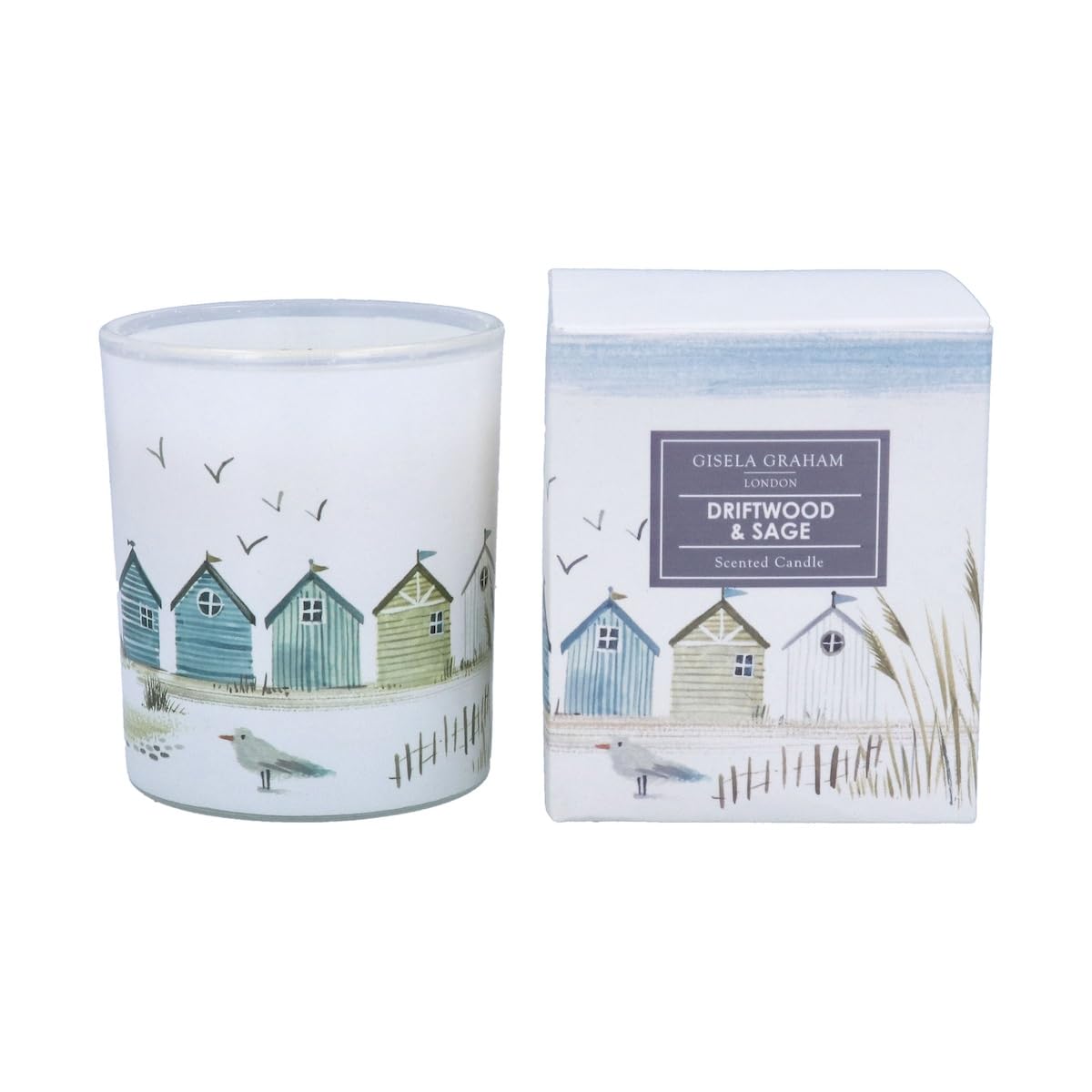 Gisela Graham Multicoloured Driftwood And Sage Scented Candle