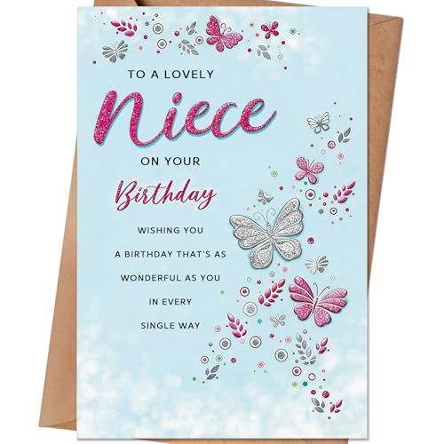 HEJOYN Niece Birthday Card, Birthday Cards & Gifts for Niece from Uncle Aunt