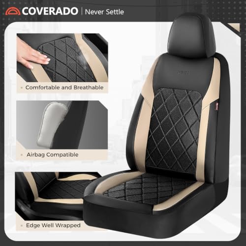 Image of Coverado Car Seat Covers, Front Seat Covers, 2 Front Automotive Seat Cover, Mesh Breathable Seat Protectors, Universal Fit for Most Cars