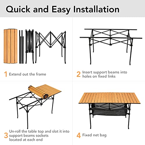 Yusing Folding Camping Table, Portable Table Beach Table With Carrying Bags For Outdoor Camping, Hiking, Picnic, Beach, Fishing, Backpacking, Bbq, Rv (47.2X21.7X26.8) #TOP4
