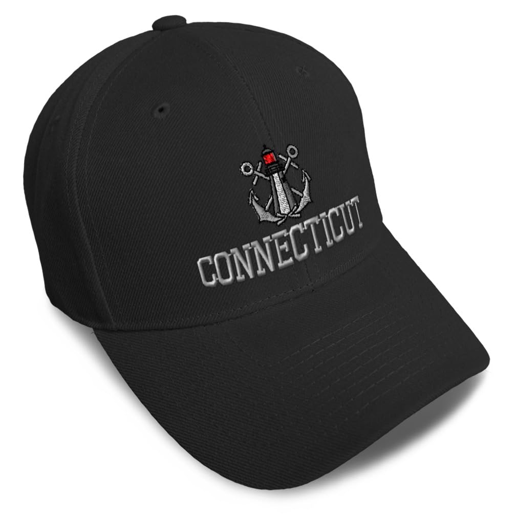 Baseball Caps for Men & Women Embroidered Anchor & Lighthouse Connecticut Embroidery Acrylic