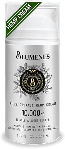 Blumenes Labs Crema orgánica para el dolor de cáñamo de 10,000 mg aprobada en laboratorio, alivia todo el dolor muscular y articular, alivia la