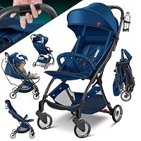Poussette Kidiz Pliable - 360° Roues Pivotantes, Housse Pluie Incluse | Pour Enfants