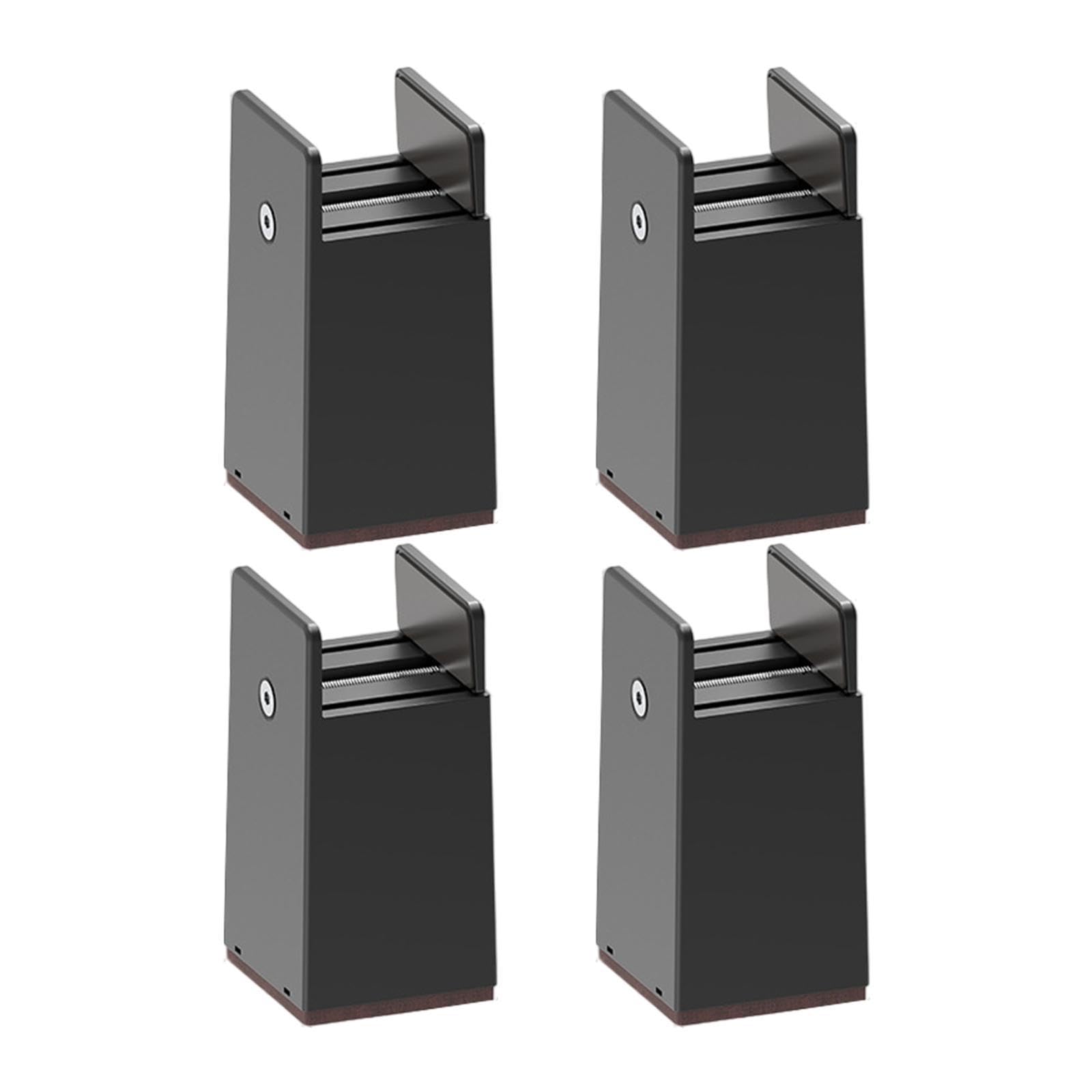 4 Elevadores de Cama Ajustables para Muebles con Diseño Antideslizante Y Abrazadera de Tornillo para Sofá, Negro, Altura 100mm