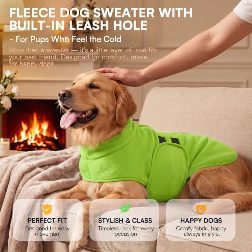 Image of Queenmore Dog Sweaters for Medium Dogs, Fleece Dog Sweater with Leash Hole