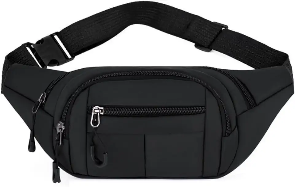 Pochete Motociclista Multiuso Impermeável Grande Capacidade, Múltiplos Bolsos, Alça Ajustável, Bolsa Motoqueiro Masculina e Feminina, Uso na Transversal no Ombro ou na Cintura (PRETO)