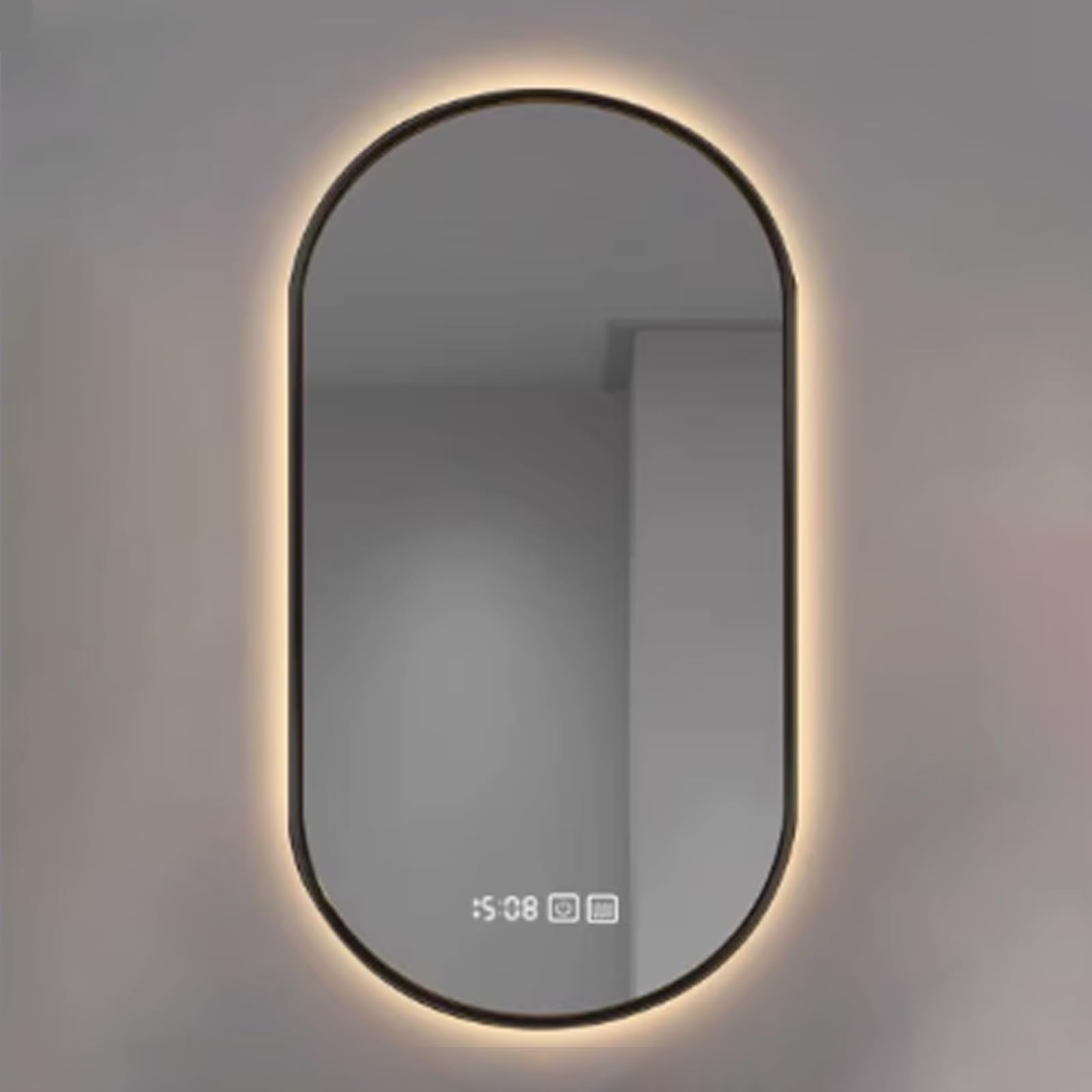 Miroir lumineux de salle de bain design cadre noir 80x40 cm avec LED intégrée