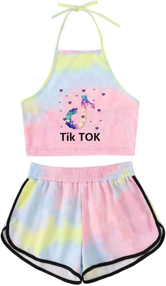 TIK Tok Women Swimsuit Girl Sexy Bikini Top+Shorts Set Halter Ladies
