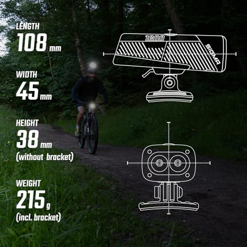 SIGMA Buster 1600HL | Helmlicht mit 1600 Lumen | Wiederaufladbares Helmlicht mit 6 Leuchtmodi |Hervorragendes Lichtbild durch Innovative Doppellinse mit Osram LED | Farbe: schwarz