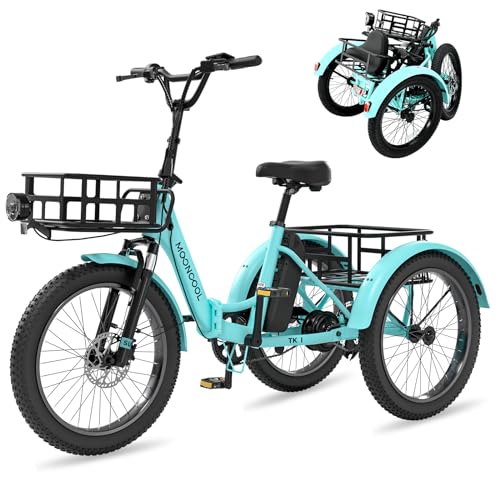 NAIZEA Electric Trike, 20'' Fat Tire Electric Tricycle for Adults, 48V 500W Folding Electric Bike, 3 Wheels Electric Bikes for Adults, Electric Tricycle, Motorized Ebike, Battery Ebike