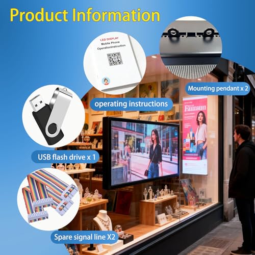 Image of P6 Programmable Led Sign,Scrolling Full Color Digital Message Board 40 inchX17 inch | Full Color Display,IP65 outdoor waterproof, ideal for storefront advertising, supports scrolling messages and custom content