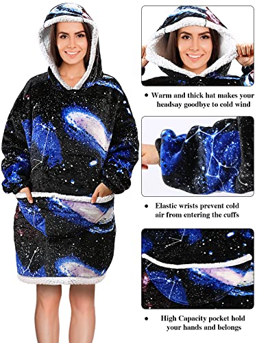 Oversized Wearable Blanket, Sherpa Blanket Hoodie, Large Pocket Super Warm And Cozy Sweatshirt With Comfy Sleeves, Gifts For Women Men Star Pattern #TOP1