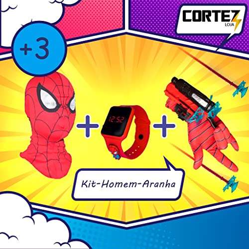 Máscara, luva lança-dardos e relógio infantil Homem-Aranha Spider-man
