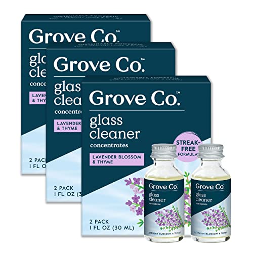 Grove Co. Glass Cleaner, Refill Concentrate (6 x 1 Fl Oz) Streak Free, Plant-Based Household Cleaning Supplies, No Plastic Waste, 100% Natural Lavender & Thyme Fragrance, 3 x 2 Pack Refills Grove Co. Glass Cleaner, Refill Concentrate (6 x 1 Fl Oz) Streak Free, Plant-Based Household Cleaning Supplies, No Plastic Waste, 100% Natural Lavender & Thyme Fragrance, 3 x 2 Pack Refills