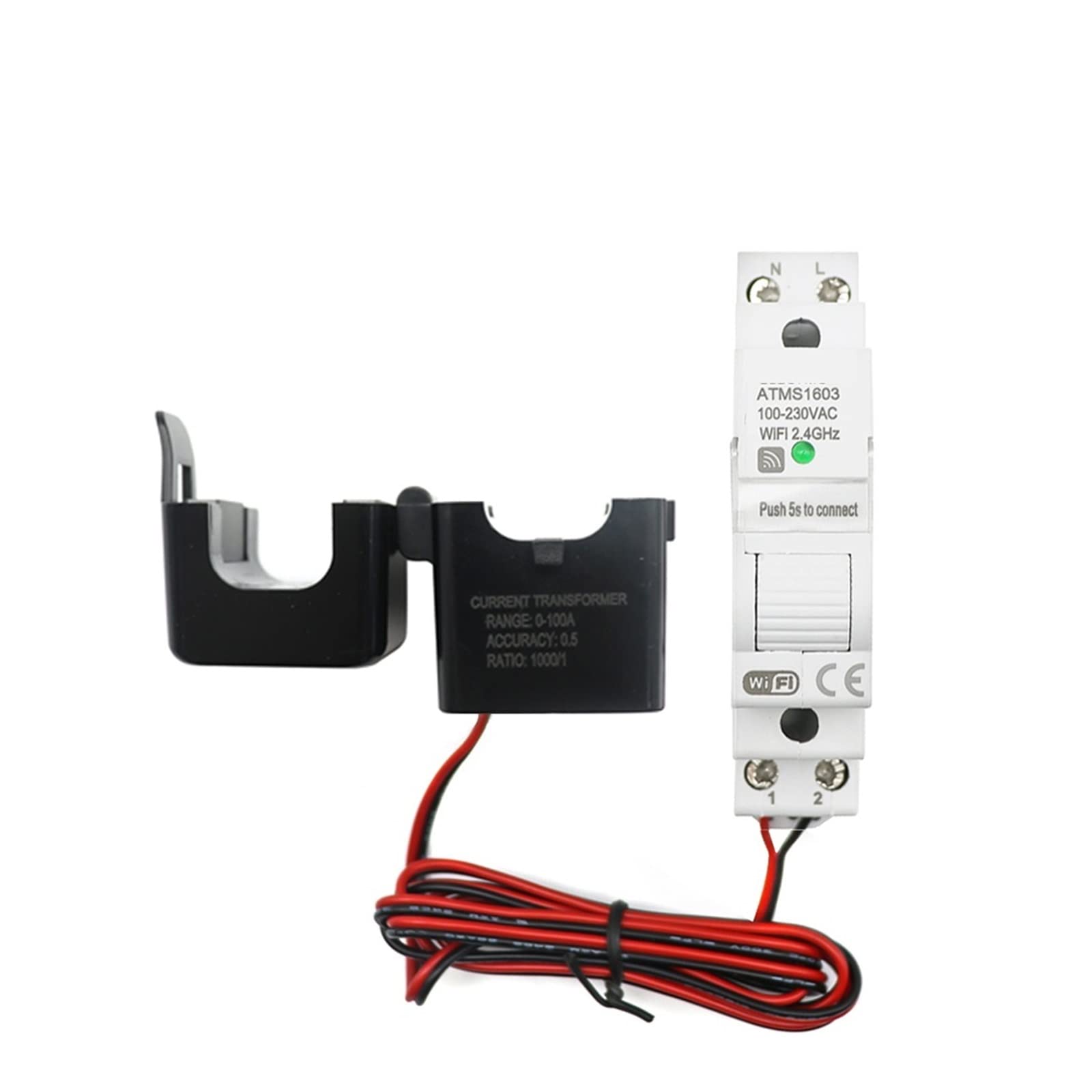 Contatore Energia Elettrica, Tuya Smart WiFi/Zigbee Elettricità KWH Contatore Din Rail Monofase AC 50A 63A CT AC Meter App Monitor in tempo reale Potenza, Facile da Installare(Wifi,3)