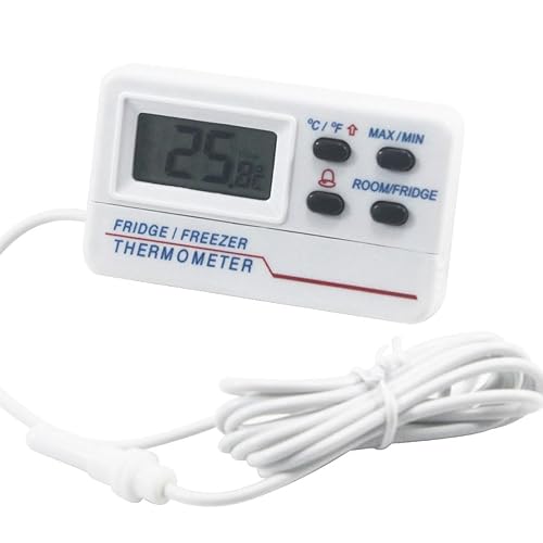 Termómetro digital para refrigerador, de -58.0 F a 158.0 F, termómetro digital para nevera, congelador, alarma de advertencia de temperatura,