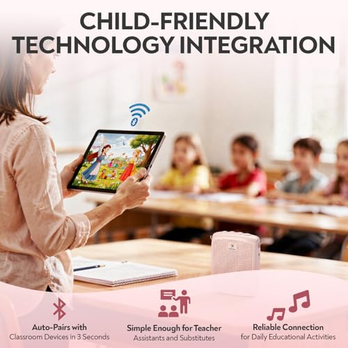 Image of WinBridge WB002 Bluetooth Voice Amplifier with Wireless Headset, Pink | Speaker and Mic Ideal for Cassrooms, Teachers & Presenters, 15W Clear Sound, One-Touch Mute, Lightweight, 12-15 hr Battery