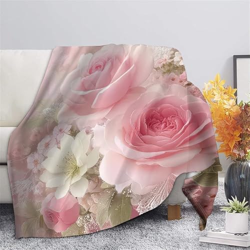 Jeté de canapé microfibre luxe imprimé floral plaid romantique grand confort - 5
