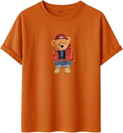 Unisex Ay c k Bask l  T-Shirt,%100 Pamuk, K sa Kollu, Yuvarlak Yaka, Oversize Rahat Kesim, Sokak Giyimi