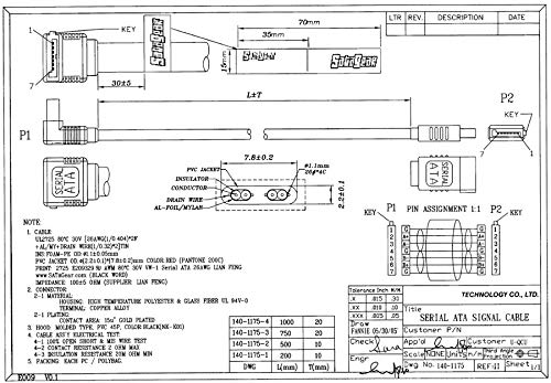 Cable SATA III Interno 20 pulgadas con conector recto a ángulo miniatura 3