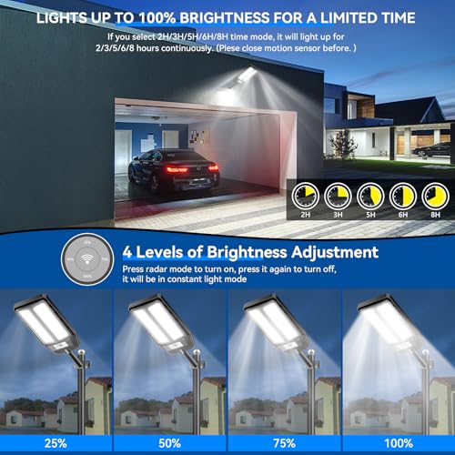 Farolas solares potentes Adewalk 700W 2 con sensor de movimiento y mando 3