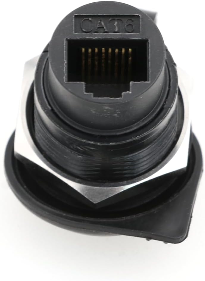 SZRMCC RJ45 Panel Mount Connector 5PCS Socket RJ45 CAT6/CAT5E/CAT5 Female to Female Bulkhead Waterproof Coupler Ethernet LAN Network Extension Adapter Black