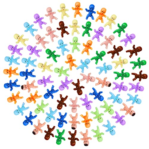 selizo Mini Tiny Plastic Baby Figurines Small King Cake Babies Bulk for Ice Cube My Water Broke Baby Shower Games (10 Colors), 200pcs
