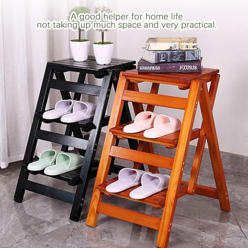 Taburete de escalera plegable para camping y silla de madera auxiliar 6