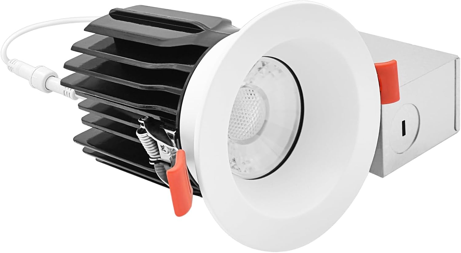 LUXRITE 3 Inch LED Regressed Canless Spotlight + Round White Interchangeable Trim, 5CCT 2700K-5000K, Twist N' Lock, Recessed Lighting, 15W, 1250LM, CRI90, Dimmable, 38° Beam, IC & Wet Rated