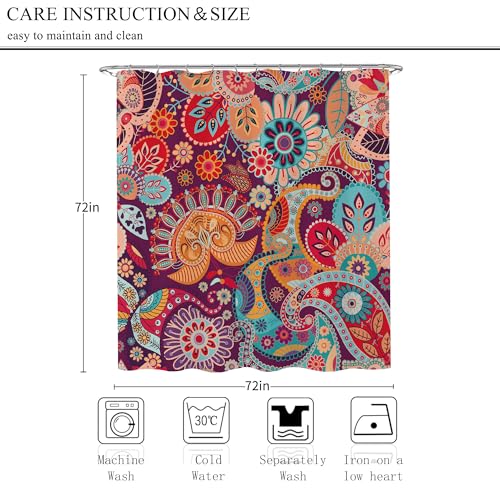 Opeoddie OPE-NACZ-SDQS Boho Paisley Floral Shower Curtain 72X72 Bohemian Mandala Indian Bath Curtain Set Colorful Flower Damask Bathroom Decor Adults Kids Women Exotic Southwestern Aztec Shower Curtain thumb #4
