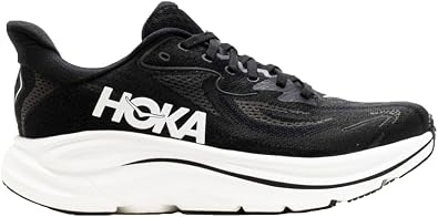 HOKA Clifton 10 Wide Womens Shoes Size 8, Color Black/White