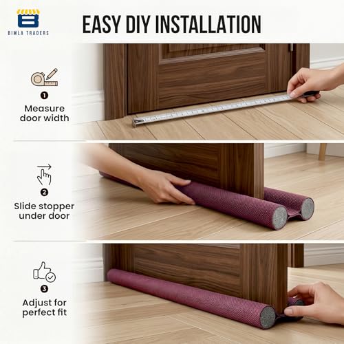 Image of Door Draft Stopper PVC Size 39Inch | Under Door Dust & Noise Blocker | Cold & Heat Insulation Strip | Door Gap Sealer for Home Doors & Windows | Easy Install | Red | Pack of 1
