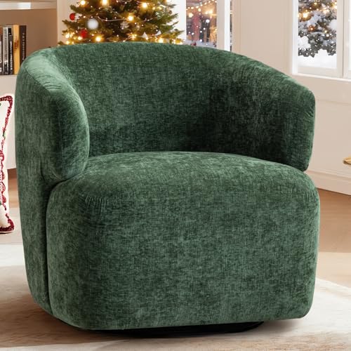 Swivel Accent Chair Green Round Upholstered Barrel Review