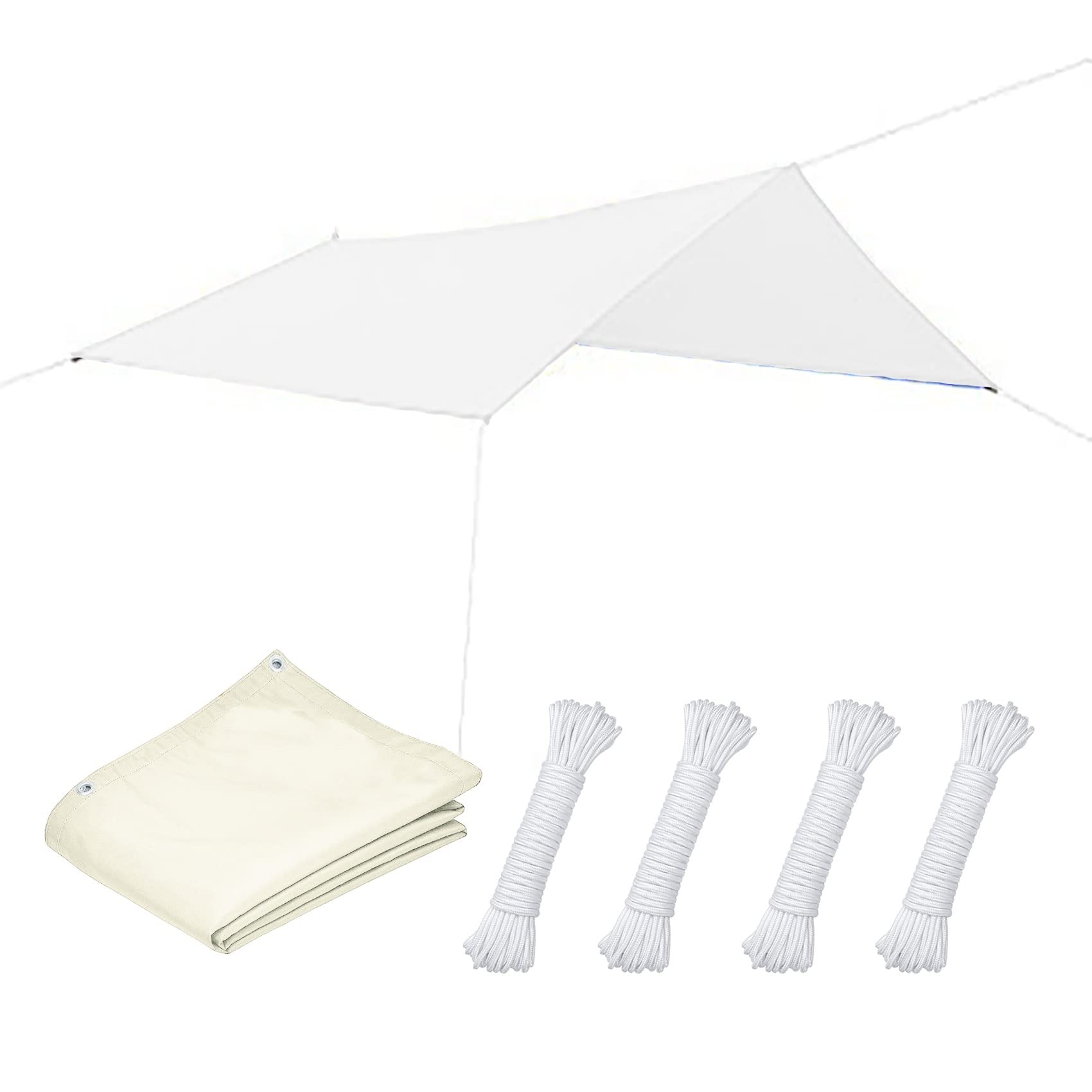 Voile solaire de jardin 5x7m blanc pour terrasse et camping