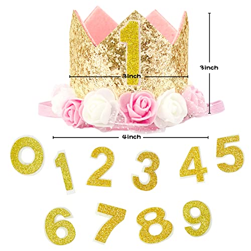 Pet Birthday Party Crown with 0-9 Figures Charms (Gold) - Image 2