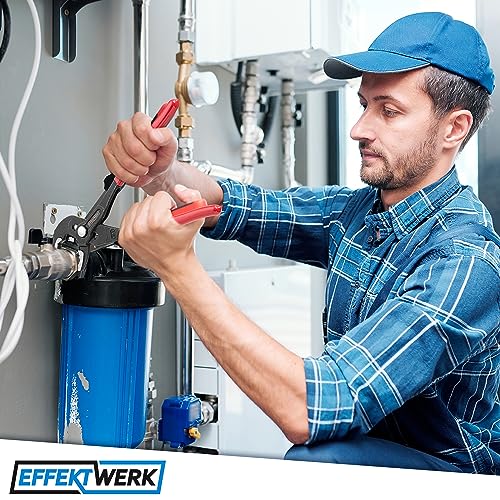 EffektWerk - 3-teiliges Wasserpumpenzangen-Set - 18 cm, 25 cm, 30 cm - Rutschfeste Klempnerzange, Nut- und Federzange mit verstellbaren Backen