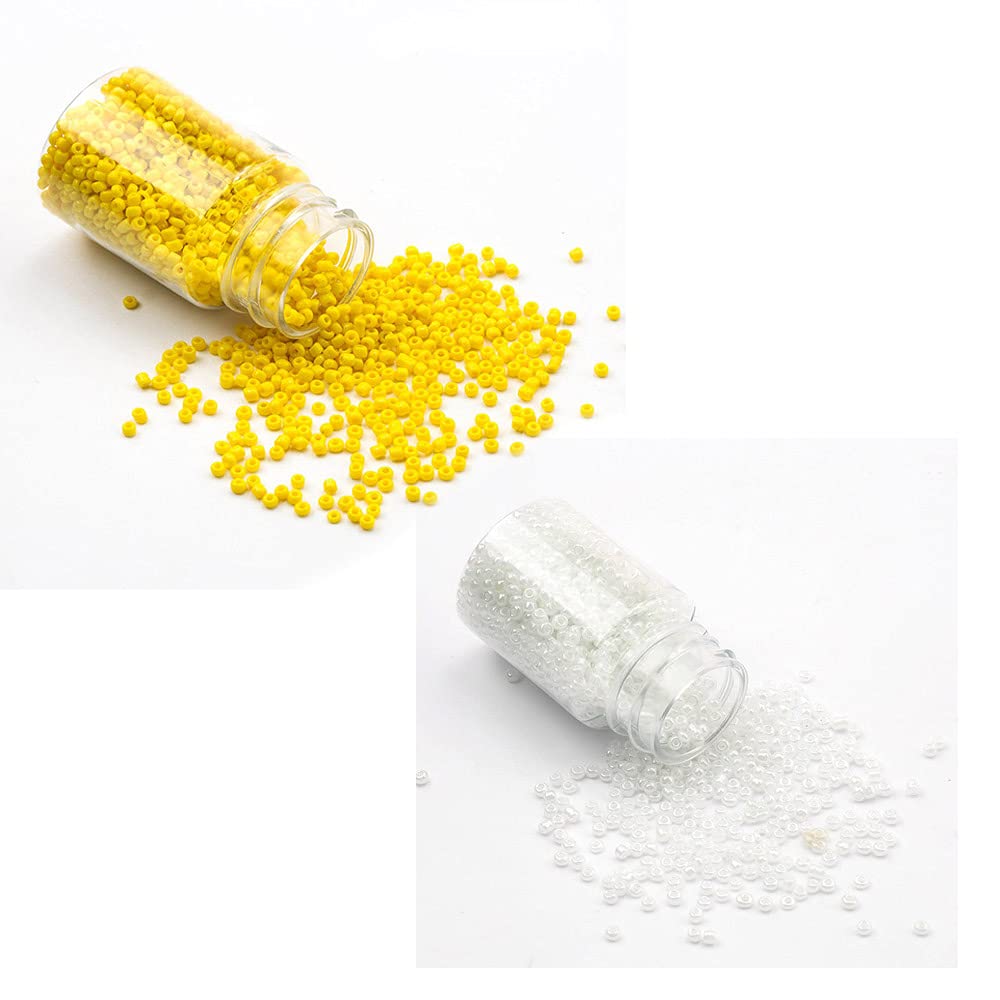 AN Sunshine Seed Beads Glass Poth Beads for DIY Projects Jewellery Making, Beading, Arts Craft & Embroidery (Size:11/0-2.0 Mm) Color : Yellow White