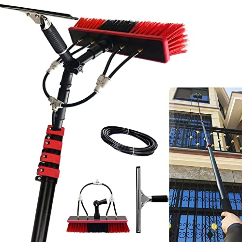 Perche de nettoyage de vitres télescopique 3m60 avec brosse alimentée en eau et raclette