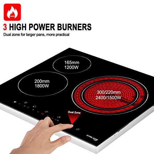 Gasland-Chef-CH603BF-Placa-de-Cocina-Vitroceramica-de-60cm-Placa-de-Coccion-Electrica-Encastrable-Placa-5400W-3-Zonas-Negra-Integrada-Empotrada-Doble-Zona-de-Coccion-Panel-Tactil