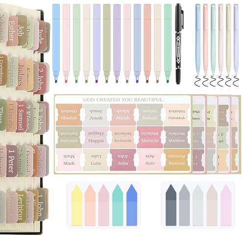 Lubsmuns Bible Journaling Kit 12 Bible Highlighters and Pens No Bleed Bible Study Supplies include Pens Bible Tabs and Sticky Notes (26)