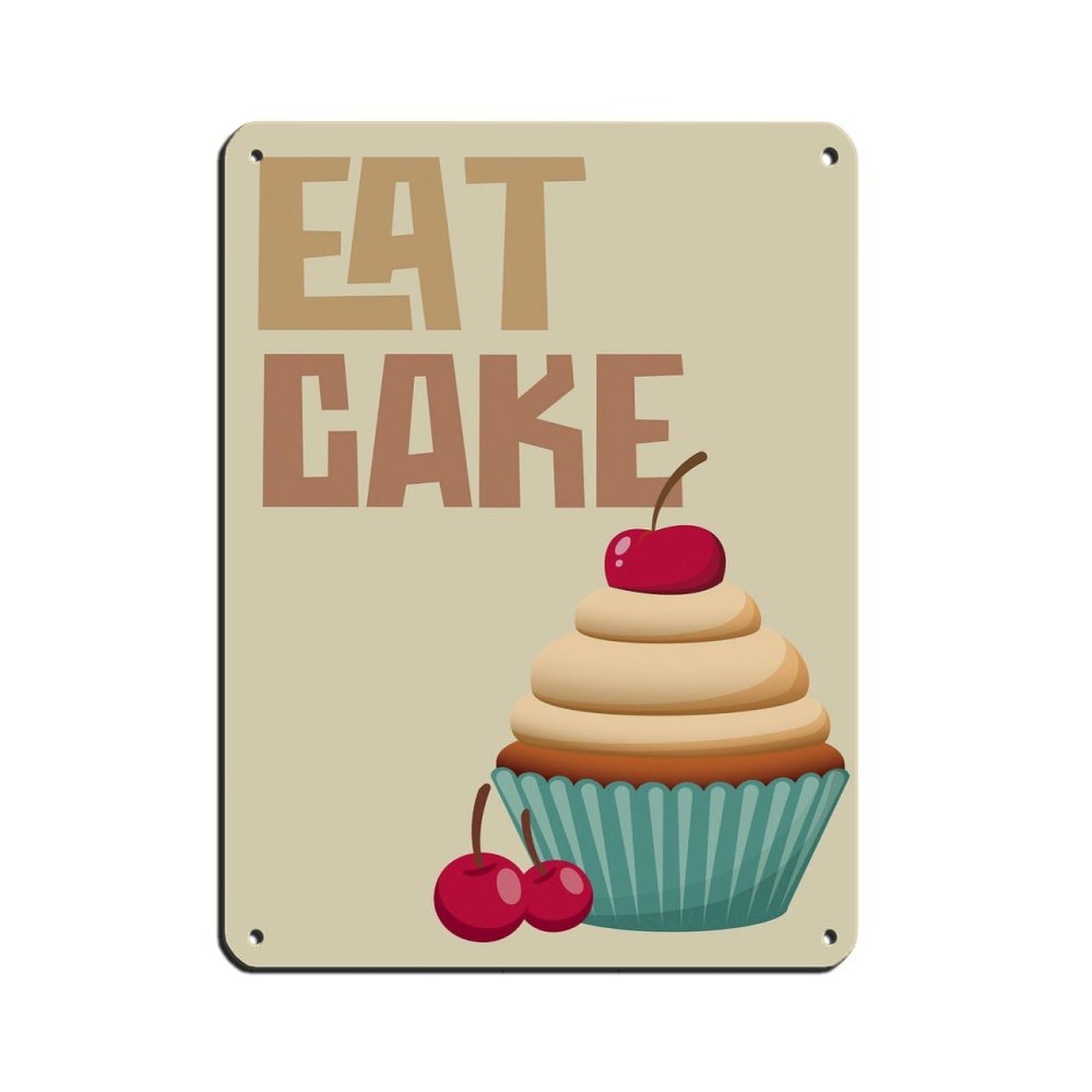 Eat Cake, Cupcake, Baking Poster Tin Sign Vintage Metal Pub Club Cafe Bar Home Wall Art Decoration Poster Retro 12x16inch(30x40cm)