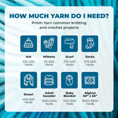 Image of Mary Maxim Prism Yarn, Acrylic Multicolor DK Yarn, 290 Yards, Blue Lagoon | Ombre Yarn, 3 Weight, Machine Wash, For Knitting and Crochet, Create Baby Items, Blankets, Afghans, Clothing Variegated Yarn
