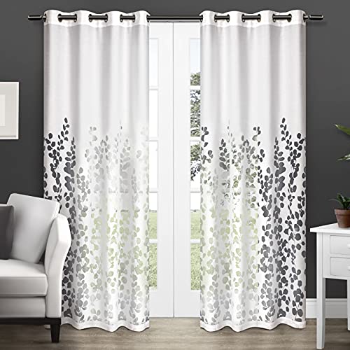 Exclusive Home Curtains Wilshire Sheer Grommet Top Panel Pair, Winter White, 54x84, 2 Piece, W 52" x L 84" (2 Panels)
